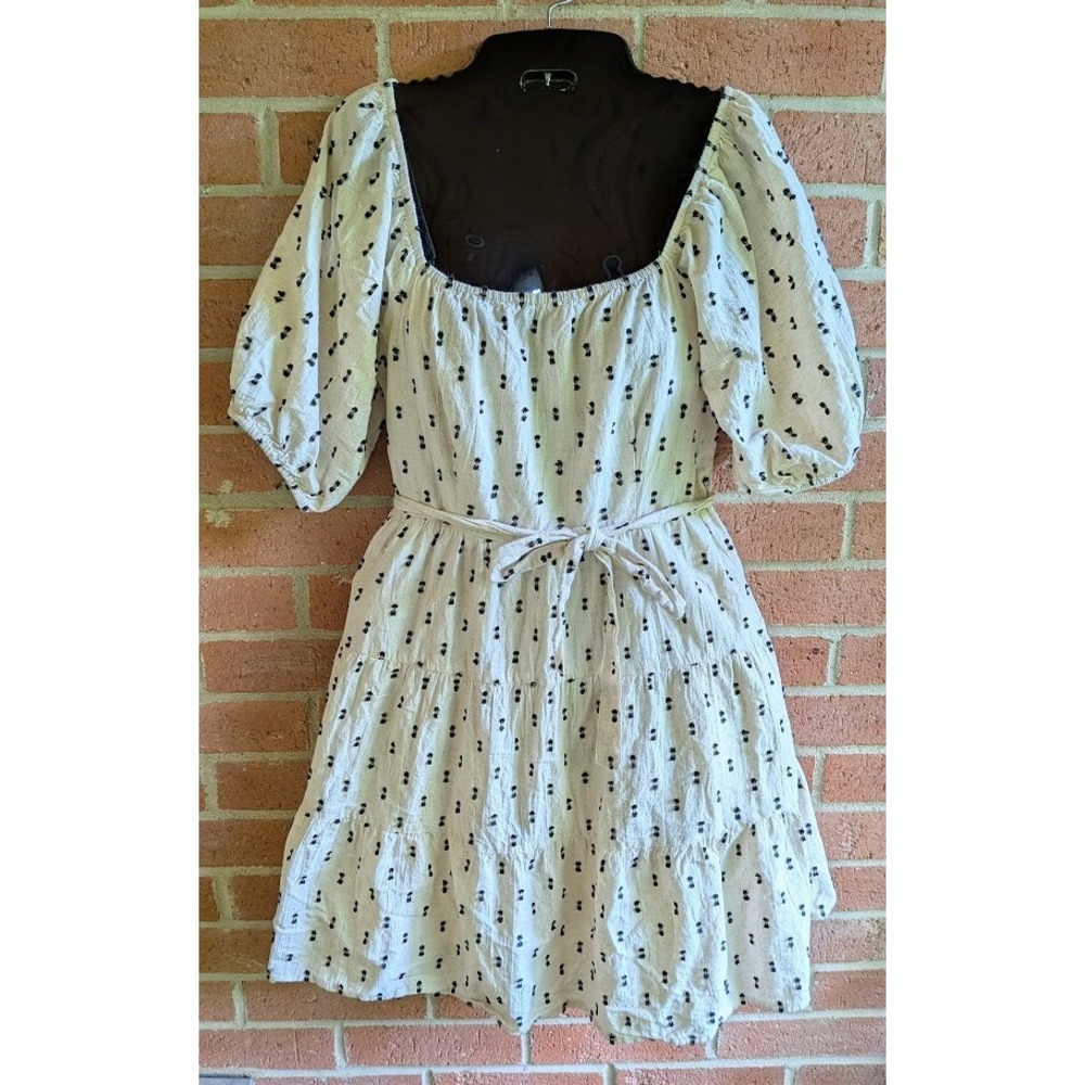 Tiered Dress L Linen Blend Peasant Milkmaid Cottagecore Feminine Coquette Fairy - Picture 2 of 12